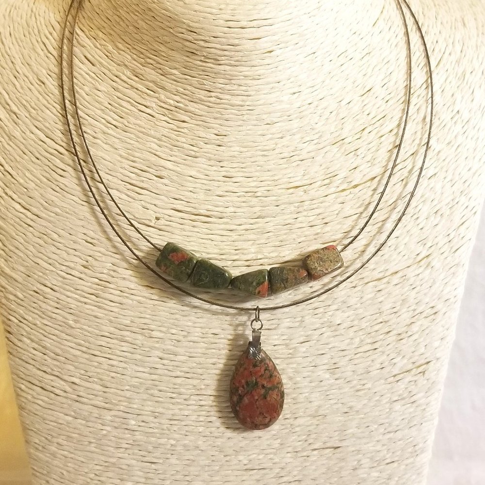Unakite Boho Beaded Statement Necklace